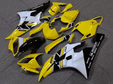 Meilleurs Carénages Moto Yamaha YZF R6 2006-2007 - Jaune Blanc Noir Brillant Motul Michelin