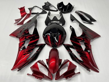 Meilleurs Carénages Moto Yamaha YZF R6 2008-2016 - Rouge Noir Brillant Fade