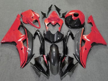 Meilleurs Carénages Moto Yamaha YZF R6 2008-2016 - Rouge Noir Fibre de Carbone Style