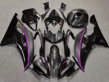 Meilleurs Carénages Moto Yamaha YZF R6 2008-2016 - Noir Fibre de Carbone Style Violet