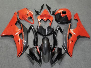 Meilleurs Carénages Moto Yamaha YZF R6 2008-2016 - Orange Noir Fibre de Carbone Style