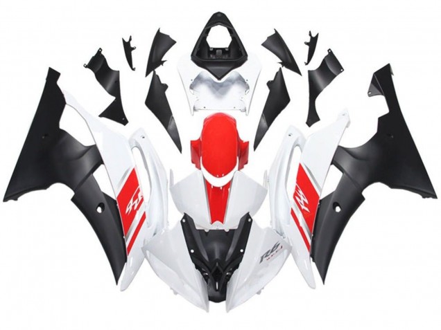 Carénage Moto Yamaha YZF R6 2008-2016 - Blanc Rouge Noir Mat