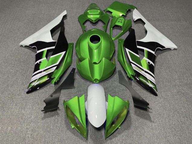 Carénages Moto Yamaha YZF R6 2008-2016 - Blanc Vert Noir Brillant Bande