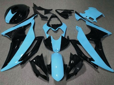 Meilleurs Carénages Moto Yamaha YZF R6 2008-2016 - Bleu Clair Noir Brillant