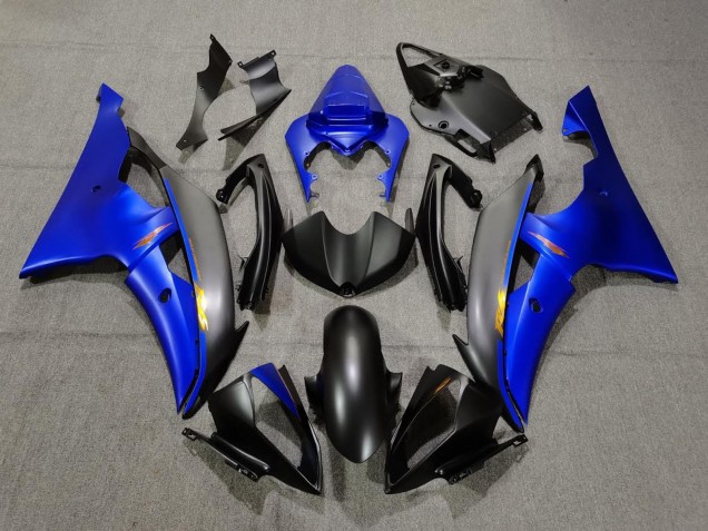 Carénages Moto Yamaha YZF R6 2008-2016 - Bleu Noir Mat Jaune Décalque
