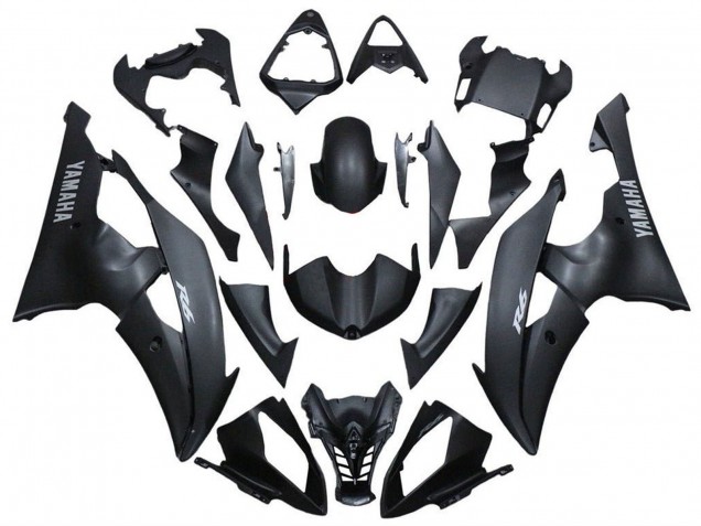 Carénages Moto Yamaha YZF R6 2008-2016 - Noir Mat Argent Décalque
