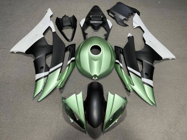 Meilleurs Carénages Moto Yamaha YZF R6 2008-2016 - Blanc Vert Noir Mat