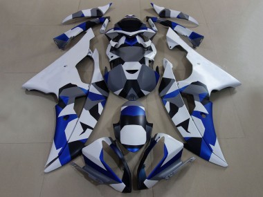 Meilleurs Carénages Moto Yamaha YZF R6 2008-2016 - Blanc Bleu Gris Camouflage