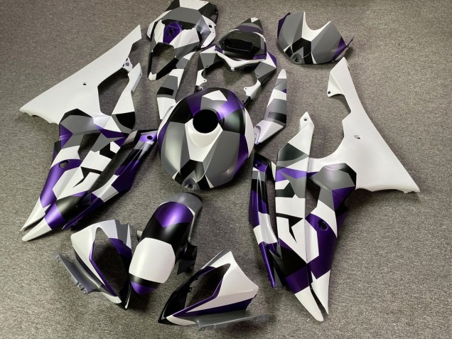 Carénages Moto Yamaha YZF R6 2008-2016 - Blanc Violet Gris Noir Camouflage