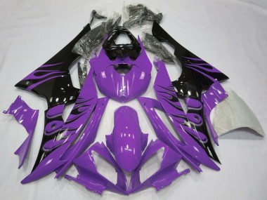 Meilleurs Carénages Moto Yamaha YZF R6 2008-2016 - Violet Noir Brillant Flamme