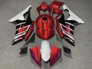 Meilleurs Carénages Moto Yamaha YZF R6 2008-2016 - Blanc Rouge Noir Brillant Bande
