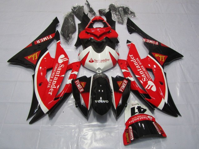 Carénages Moto Yamaha YZF R6 2008-2016 - Blanc Rouge Noir Santander
