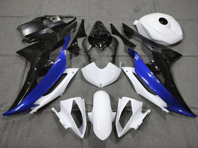 Carénage Moto Yamaha YZF R6 2008-2016 - Blanc Bleu Noir Brillant