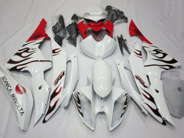 Meilleurs Carénages Moto Yamaha YZF R6 2008-2016 - Blanc Rouge Noir Flamme