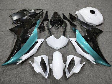 Meilleurs Carénages Moto Yamaha YZF R6 2008-2016 - Blanc Noir Bleu Sarcelle