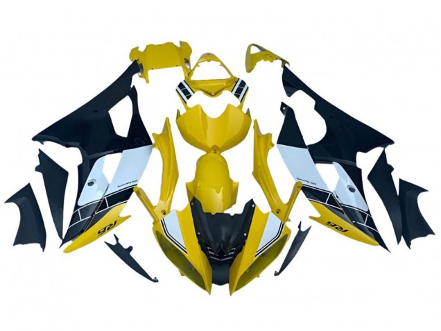 Carénages Moto Yamaha YZF R6 2008-2016 - Jaune Blanc Noir Bande