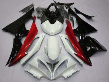 Meilleurs Carénages Moto Yamaha YZF R6 2008-2016 - Blanc Rouge Noir Brillant