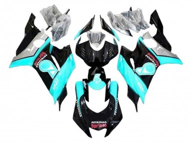 Meilleurs Carénages Moto Yamaha YZF R6 2017-2023 - Turquoise Bleu Noir Brillant Petronas