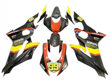 Meilleurs Carénages Moto Yamaha YZF R6 2017-2023 - Jaune Orange Noir Fausse Fibre de Carbone