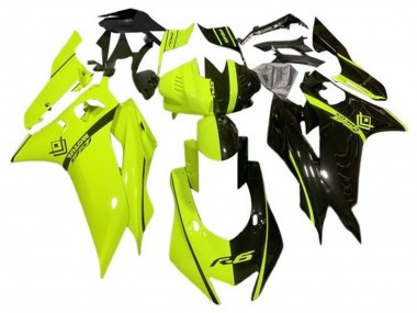 Meilleurs Carénages Moto Yamaha YZF R6 2017-2023 - Jaune Néon Noir Brillant Diviser