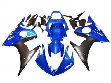 Meilleurs Carénages Moto Yamaha YZF R6 2003-2004 - Bleu Noir Mat Blanc Décalque