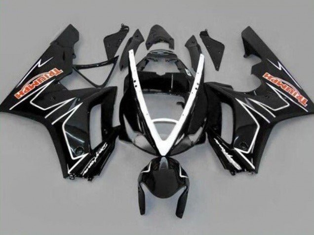 Carénages Moto Triumph Daytona 675 Triple 2006-2008 - Noir Brillant Blanc Bande