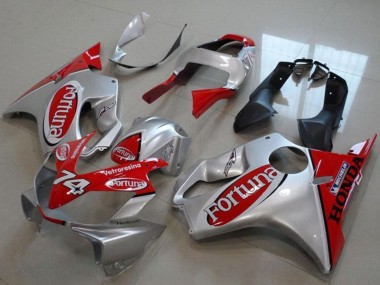 Meilleurs Carénages Moto Honda VTR1000 2000-2006 - Argent Rouge Fortuna 74