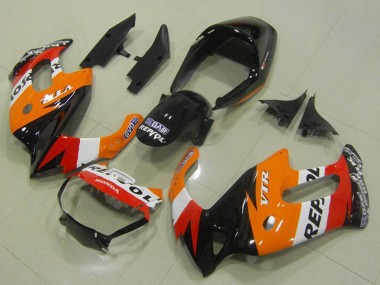 Meilleurs Carénages Moto Honda VTR1000F 1997-2005 - Orange Blanc Rouge Noir Brillant Repsol