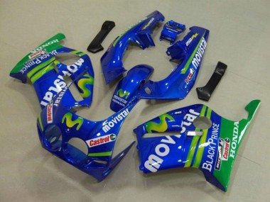 Meilleurs Carénages Moto Honda CBR250RR MC19 1988-1989 - Bleu Vert Blanc MoviStar Rouge Castrol