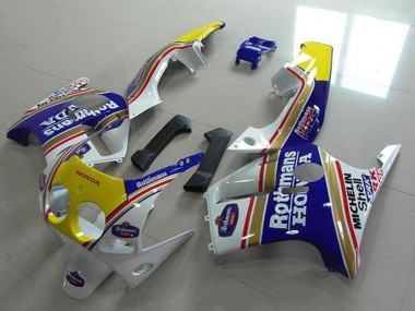 Meilleurs Carénages Moto Honda CBR250RR MC19 1988-1989 - Blanc Jaune Bleu Rothmans