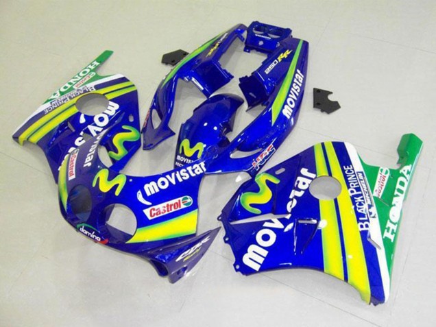 Carénages Moto Honda CBR250RR MC22 1990-1998 - Bleu Jaune Vert MoviStar Castrol