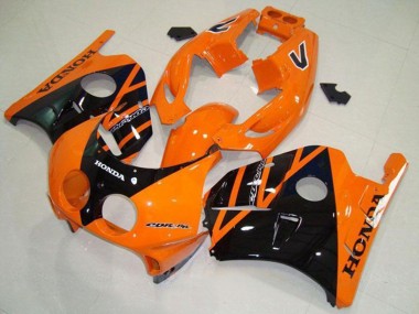 Meilleurs Carénages Moto Honda CBR250RR MC22 1990-1998 - Orange Noir Brillant