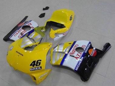 Meilleurs Carénages Moto Honda CBR250RR MC22 1990-1998 - Jaune Argent Blanc Rouge Nastro Azzurro Breil 46