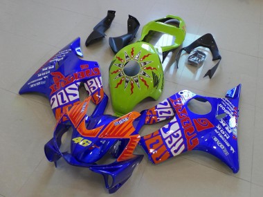 Meilleurs Carénages Moto Honda CBR600 F4i 2001-2003 - Jaune Bleu Orange Rossi 46