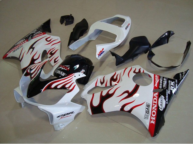 Carénages Moto Honda CBR600 F4i 2001-2003 - Blanc Rouge Noir Brillant Flamme