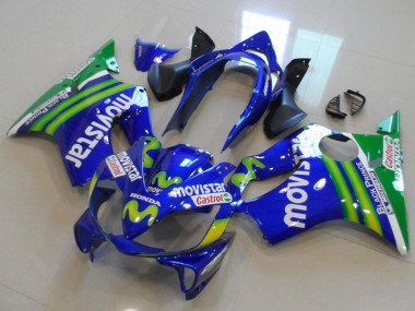 Meilleurs Carénages Moto Honda CBR600 F4i 2004-2007 - Bleu Vert MoviStar Castrol
