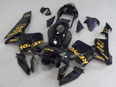 Meilleurs Carénages Moto Honda CBR600RR 2003-2004 - Noir Brillant Or Repsol