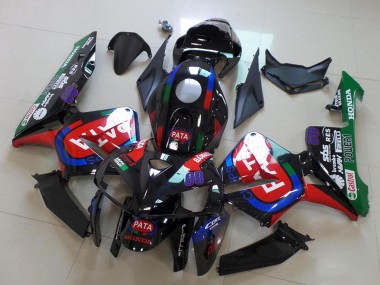 Meilleurs Carénages Moto Honda CBR600RR 2005-2006 - Noir Rouge Vert Pata