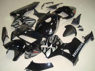 Meilleurs Carénages Moto Honda CBR600RR 2005-2006 - Noir Brillant Argent Flamme