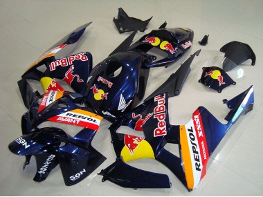 Meilleurs Carénages Moto Honda CBR600RR 2005-2006 - Bleu Foncé Orange Red Bull Repsol