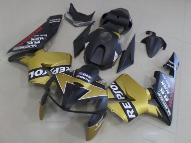 Meilleurs Carénages Moto Honda CBR600RR 2005-2006 - Noir Mat Or Repsol