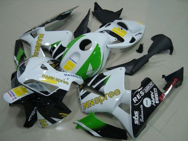 Meilleurs Carénages Moto Honda CBR600RR 2005-2006 - Blanc Vert Jaune Noir Brillant Hannspree