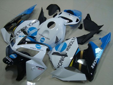 Meilleurs Carénages Moto Honda CBR600RR 2005-2006 - Blanc Bleu Noir Brillant Konica Minolta