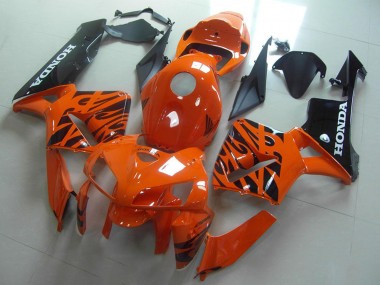 Meilleurs Carénages Moto Honda CBR600RR 2005-2006 - Orange Noir Flamme
