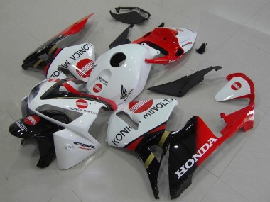Meilleurs Carénages Moto Honda CBR600RR 2005-2006 - Blanc Rouge Noir Brillant Konica Minolta