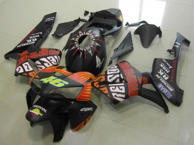 Meilleurs Carénages Moto Honda CBR600RR 2005-2006 - Noir Mat Orange Jaune Rossi 46