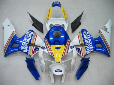 Meilleurs Carénages Moto Honda CBR600RR 2005-2006 - Bleu Blanc Jaune Rothmans