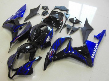 Meilleurs Carénages Moto Honda CBR600RR 2007-2008 - Noir Brillant Bleu Flamme