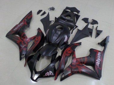 Meilleurs Carénages Moto Honda CBR600RR 2007-2008 - Noir Mat Rouge Crâne