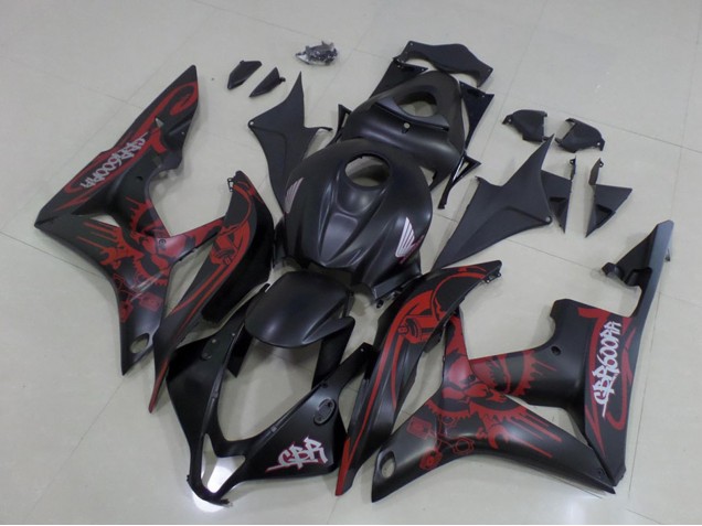 Carénages Moto Honda CBR600RR 2007-2008 - Noir Mat Rouge Crâne